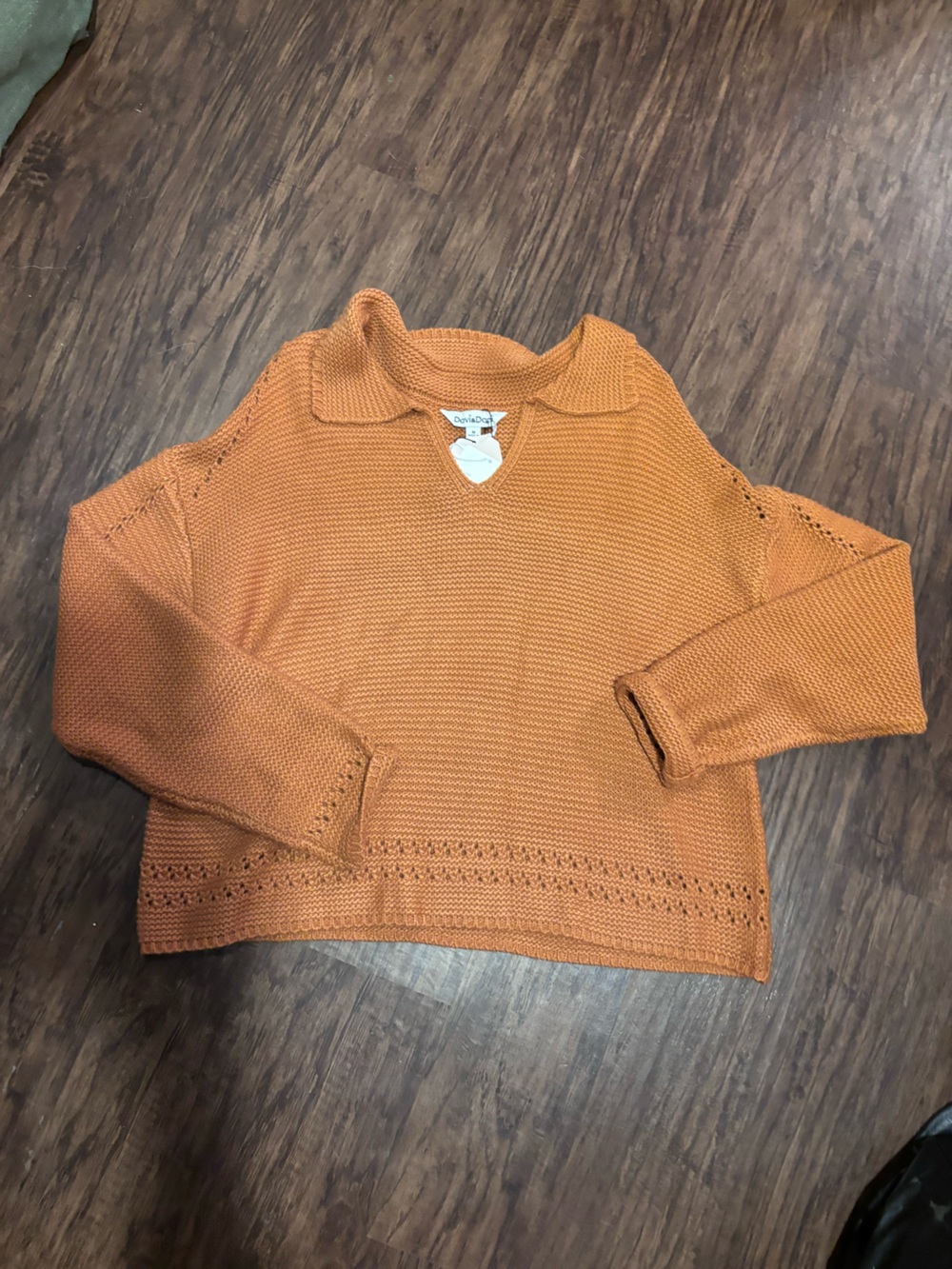 DAVI & DANI Burnt Orange Crewneck Knit Sweater
